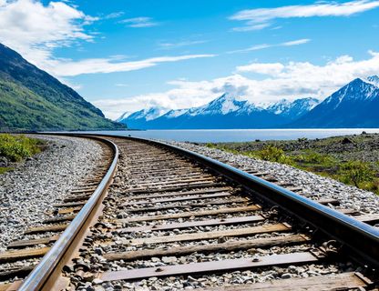 Rail track alongside Turnagain Arm