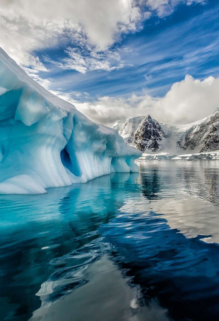 antarctica spectacular blue iceberg reflected istk