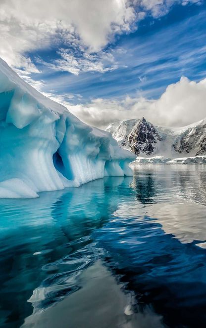 antarctica spectacular blue iceberg reflected istk