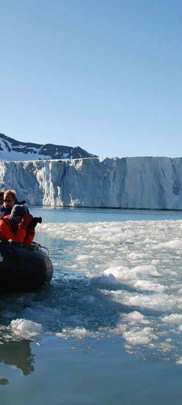 arctic spitsbergen zodiac group at glacier front rp