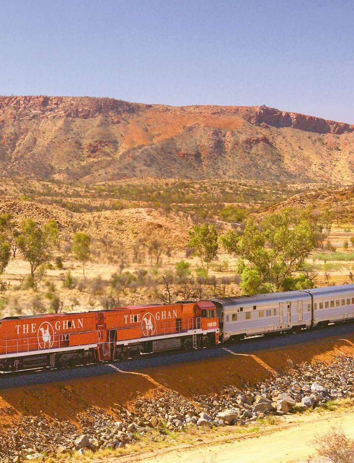 australia the ghan train rolling through the outback