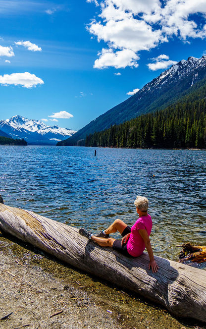 canada british columbia duffey lake resting hiker adstk