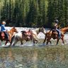 canada horse riding in rocky mountains istk