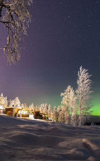 finnish lapland northern lights above ranua glass igloos