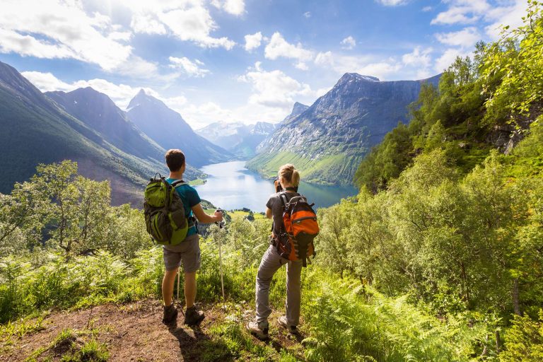 fjord norway hikers at viewpoint istk