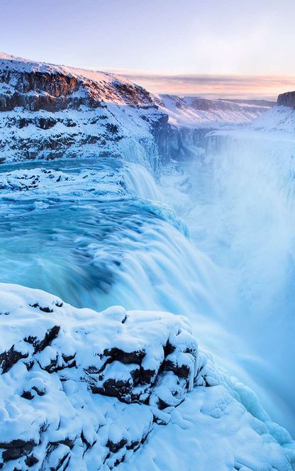 iceland stunning gullfoss waterfall winter istk