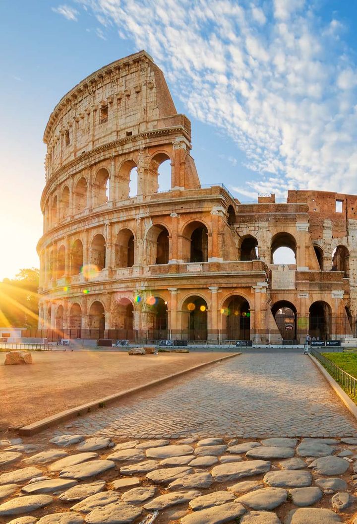 italy early morning at the colosseum rome istk