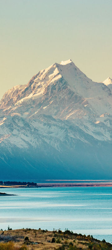 new zealand view of mt cook over lake pukaki astk