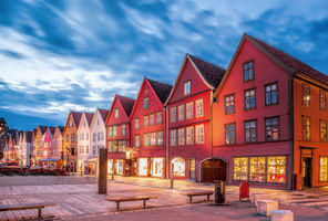 norway bergen bryggen evening side view istk