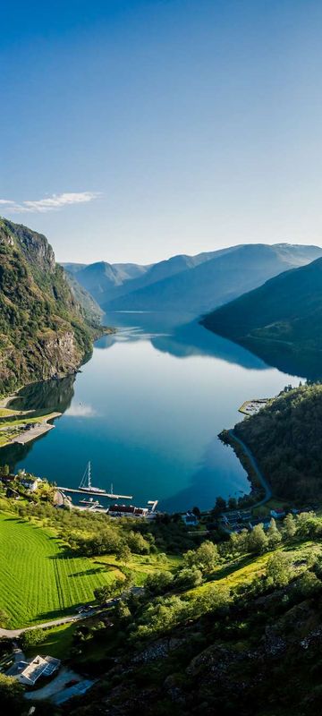 norway flam village alongside aurlandsfjord istk