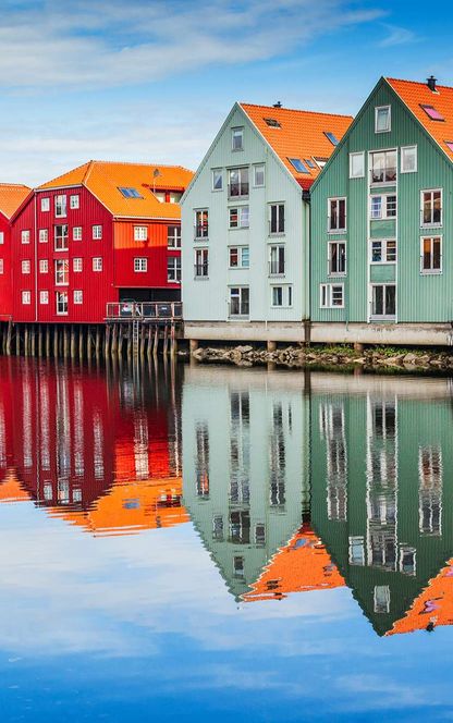 norway trondheim wharf colourful buildings istk