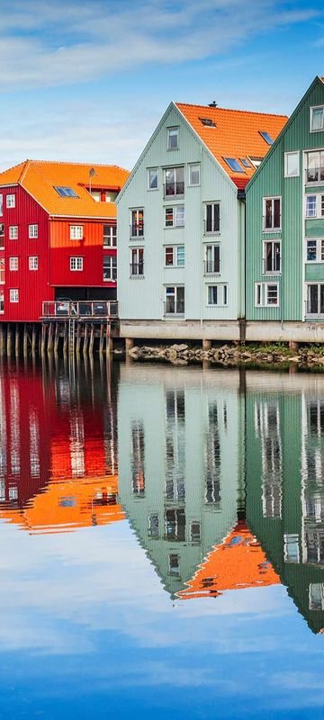 norway trondheim wharf colourful buildings istk