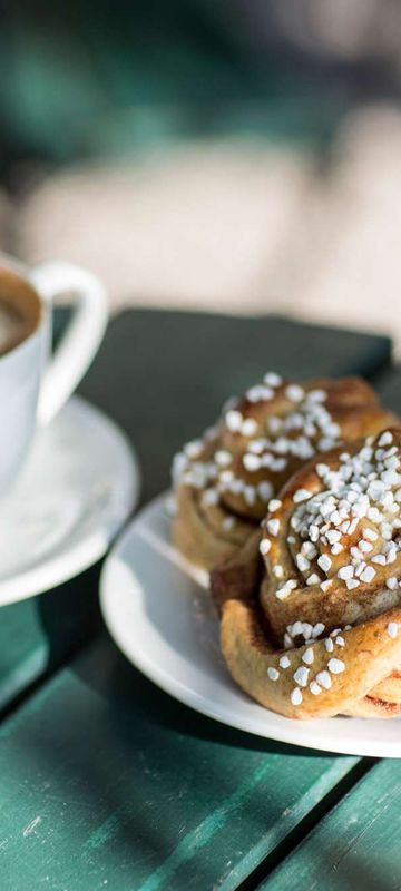 swedish fika cinnamon bun and coffee vs