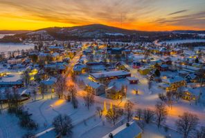 swedish lapland aerial view of overkallix gar