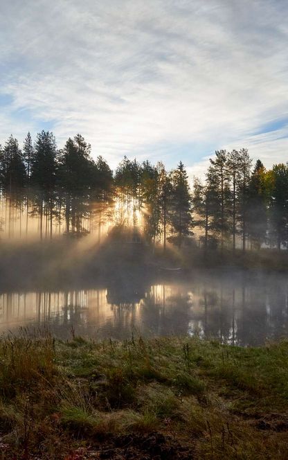 swedish lapland mist over rane river autumn gr