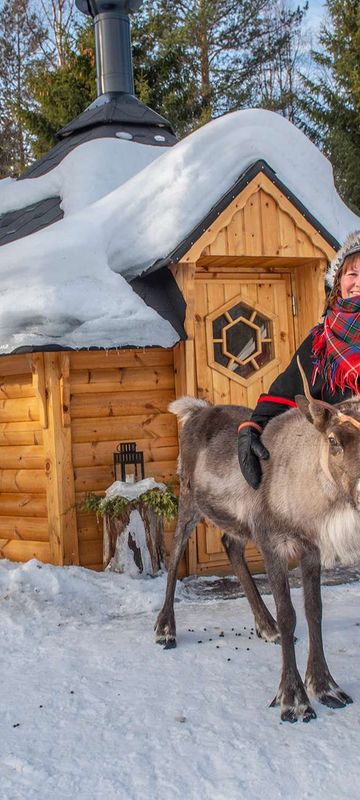 swedish lapland sami herder with reindeer gar